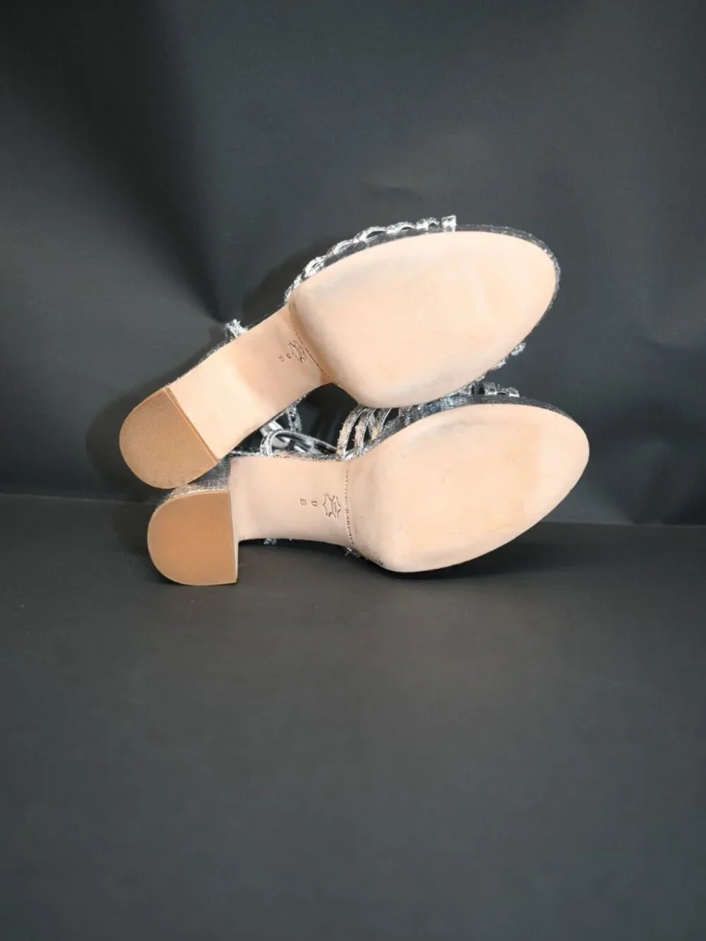 $500 LOEFFLER RANDAL Rivka Knot Platform Sandals LEATHER SILVER 9 (DD5)
